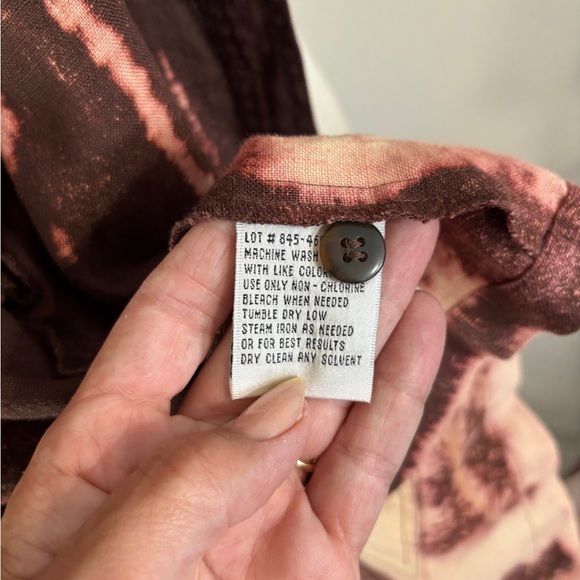 Custom Upcycled Linen Button-Up Shirt with Drawstring Waist and Front Pockets - Picture 11 of 11